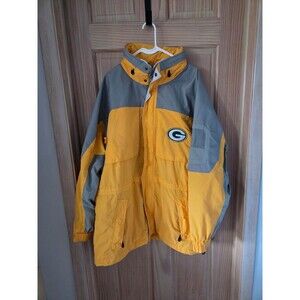 Vintage Green Bay Packers Football NFL Jacket Yellow Gray LAL Coat XL